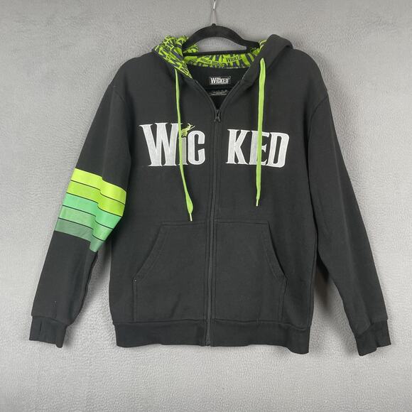 Wicked Musical Hoodie Mens Small Black Green Zip Up Graphic Sweatshirt 2022 - Picture 1 of 6